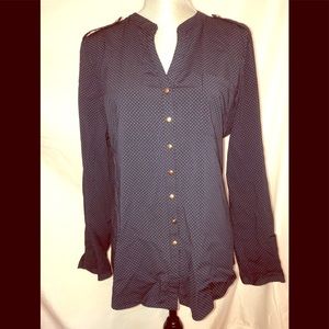 Navy Blue with White Polka-dots Blouse